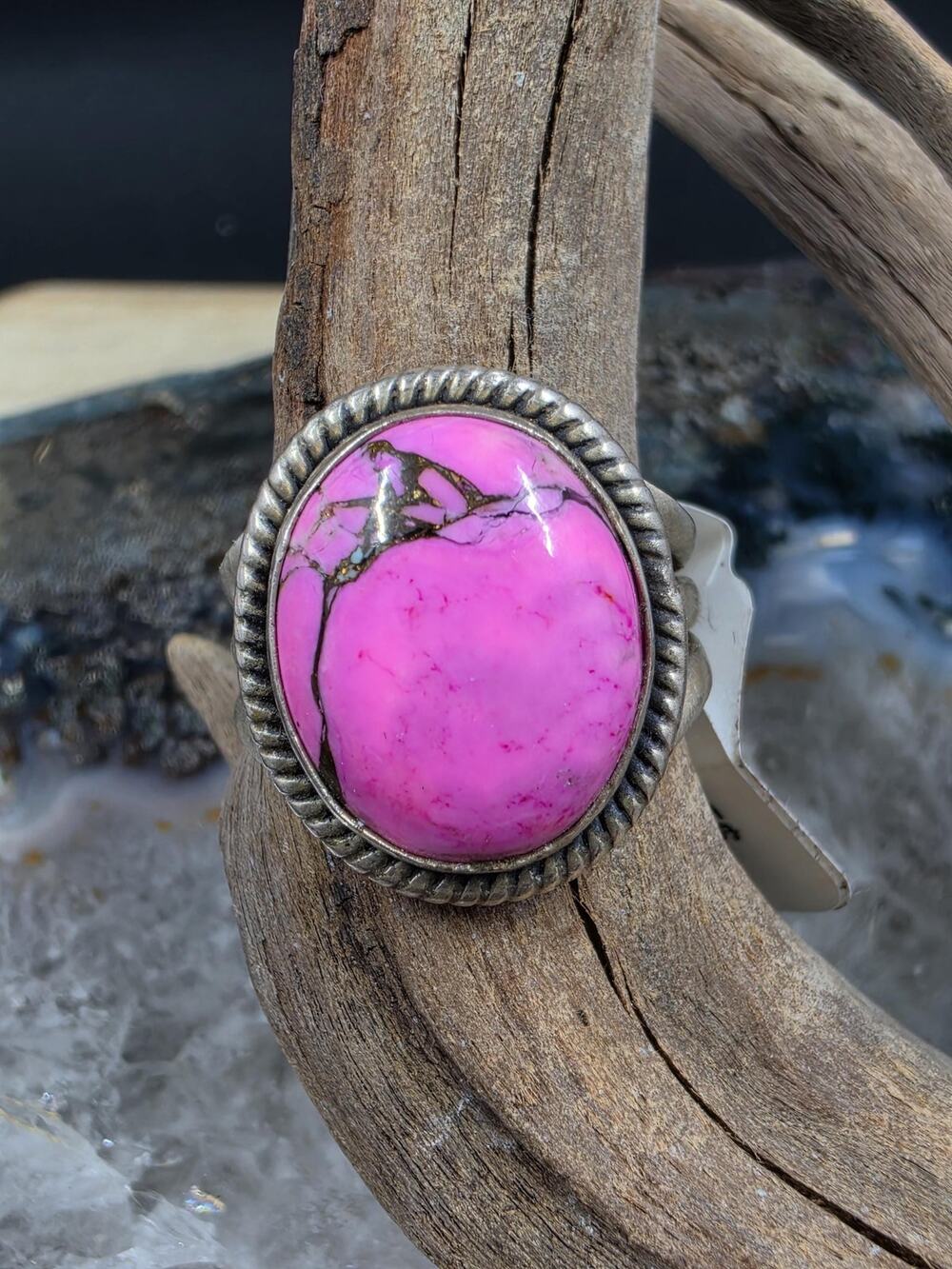Cotton Candy Southwestern Native inspired sterling ring 7.75